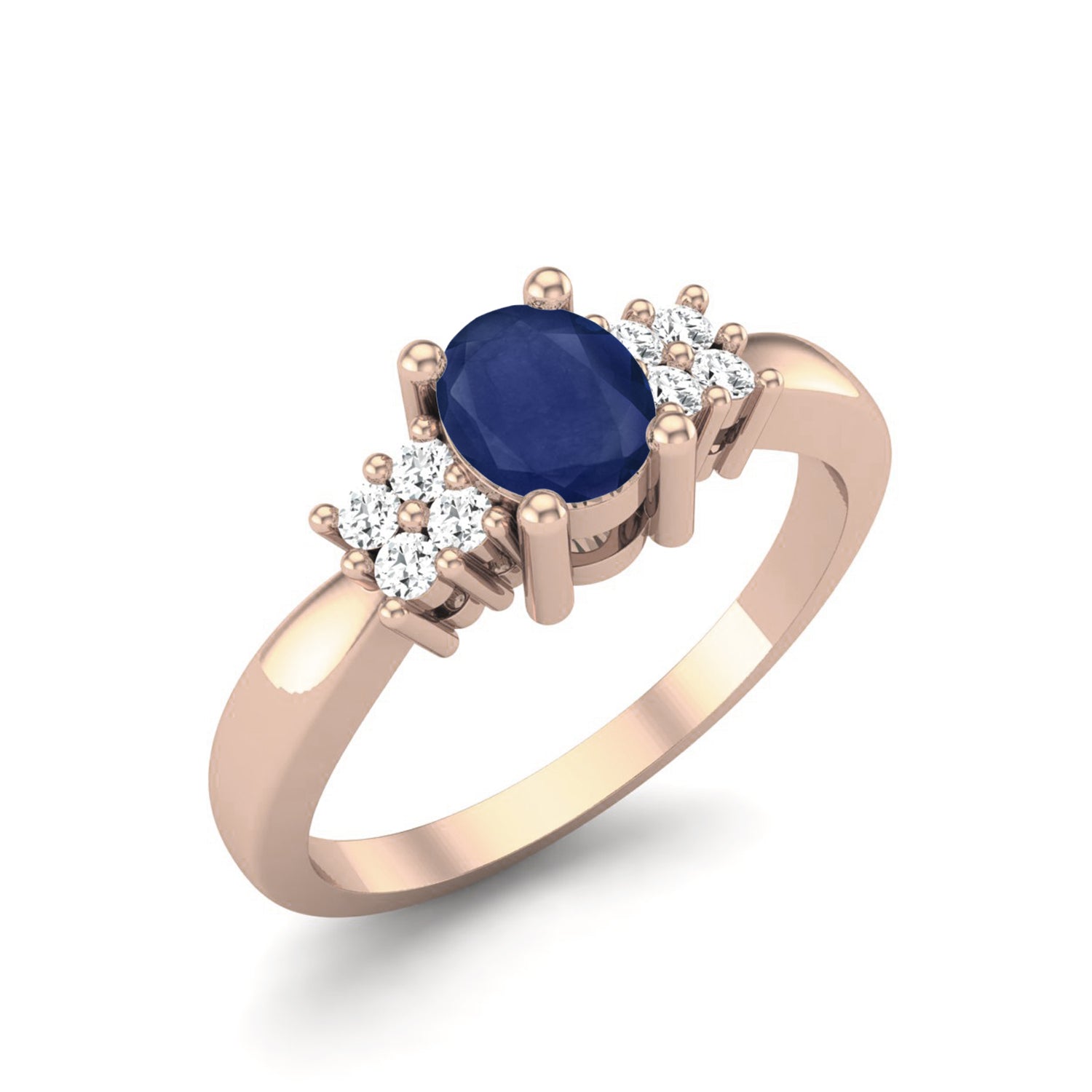 Blue Sapphire Cluster Accent Ring – Sterling Silver