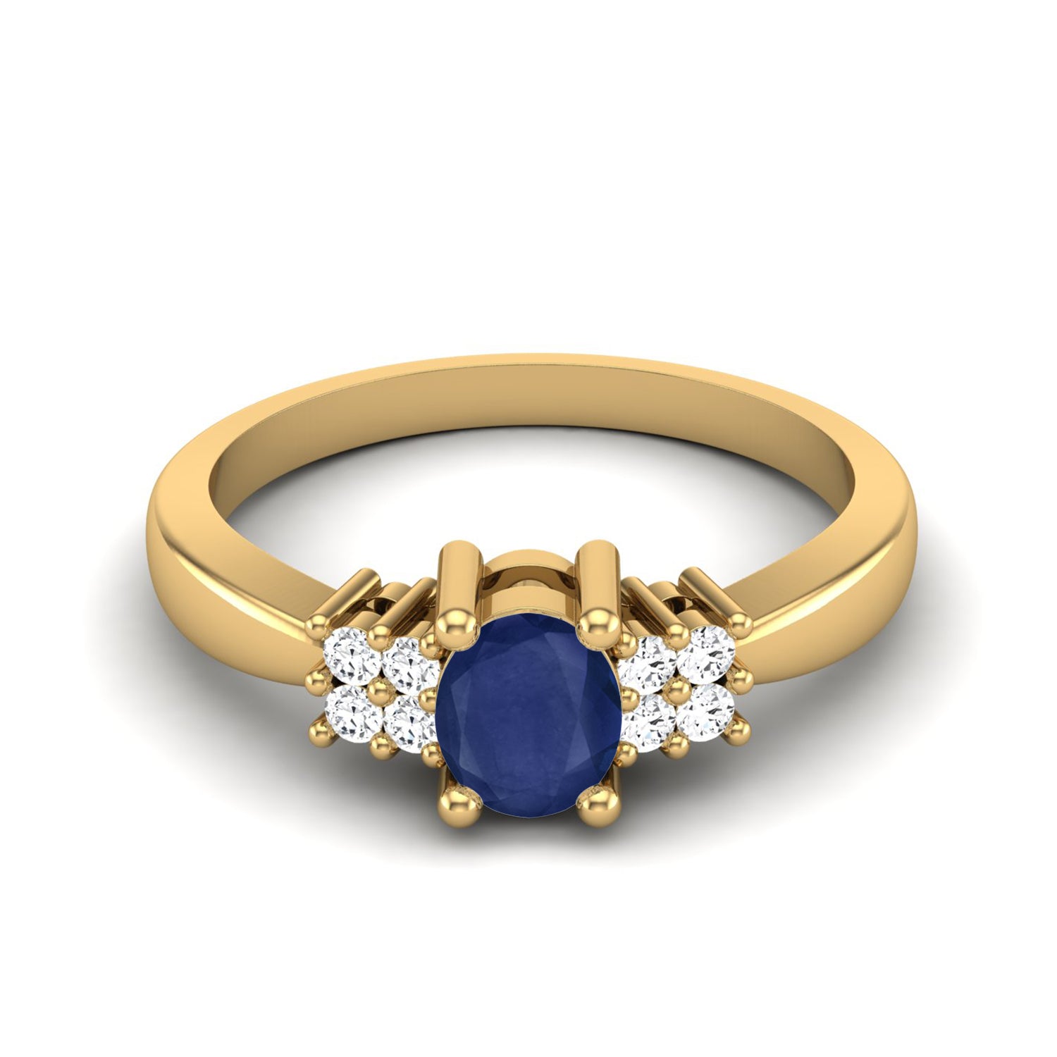 Blue Sapphire Cluster Accent Ring – Sterling Silver