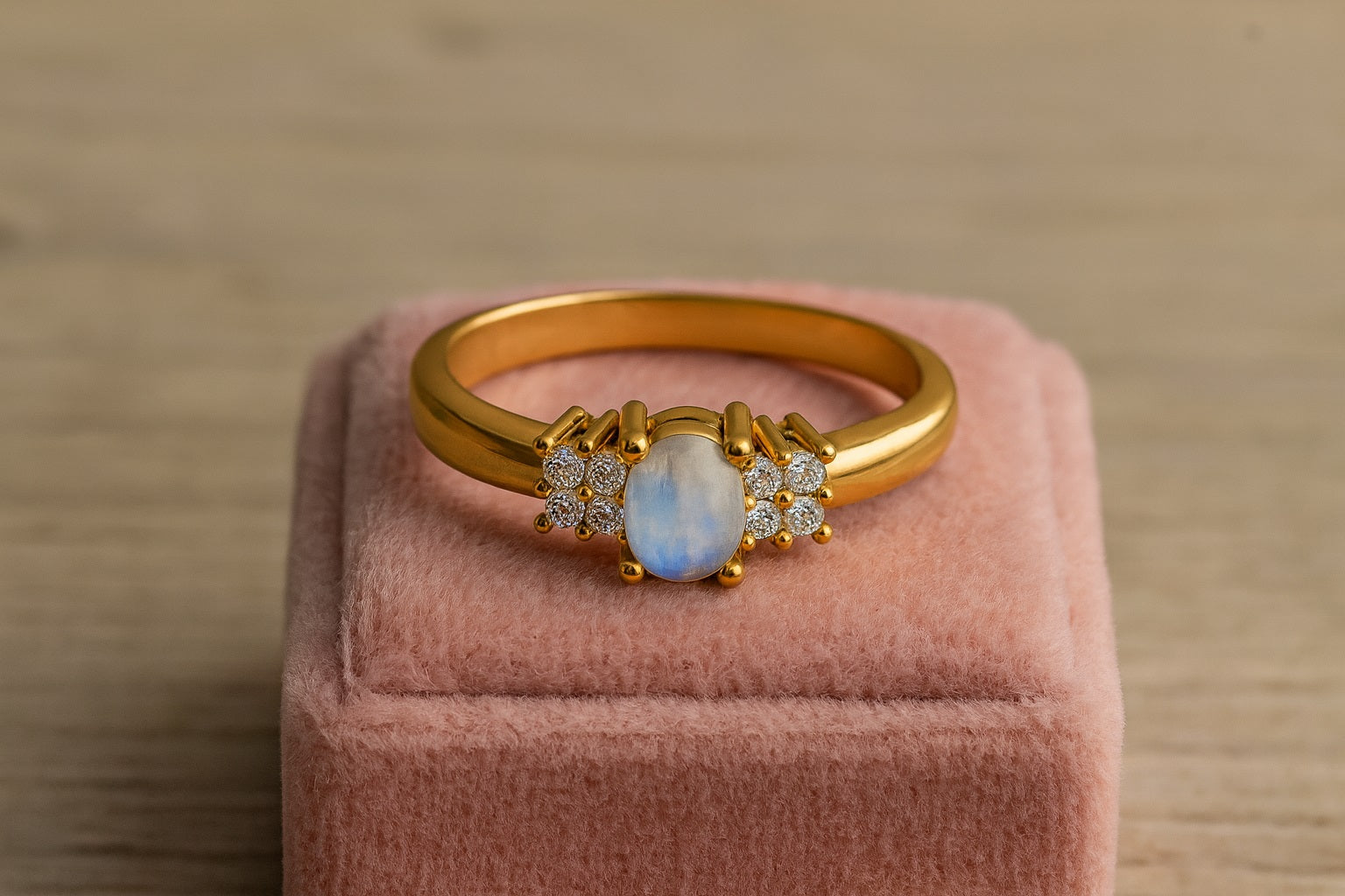 Moonstone Oval Solitaire Ring - Sterling Silver