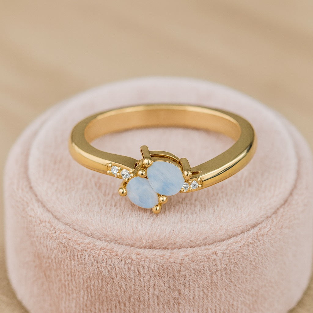 Moonstone Twin Pear Ring - Sterling Silver
