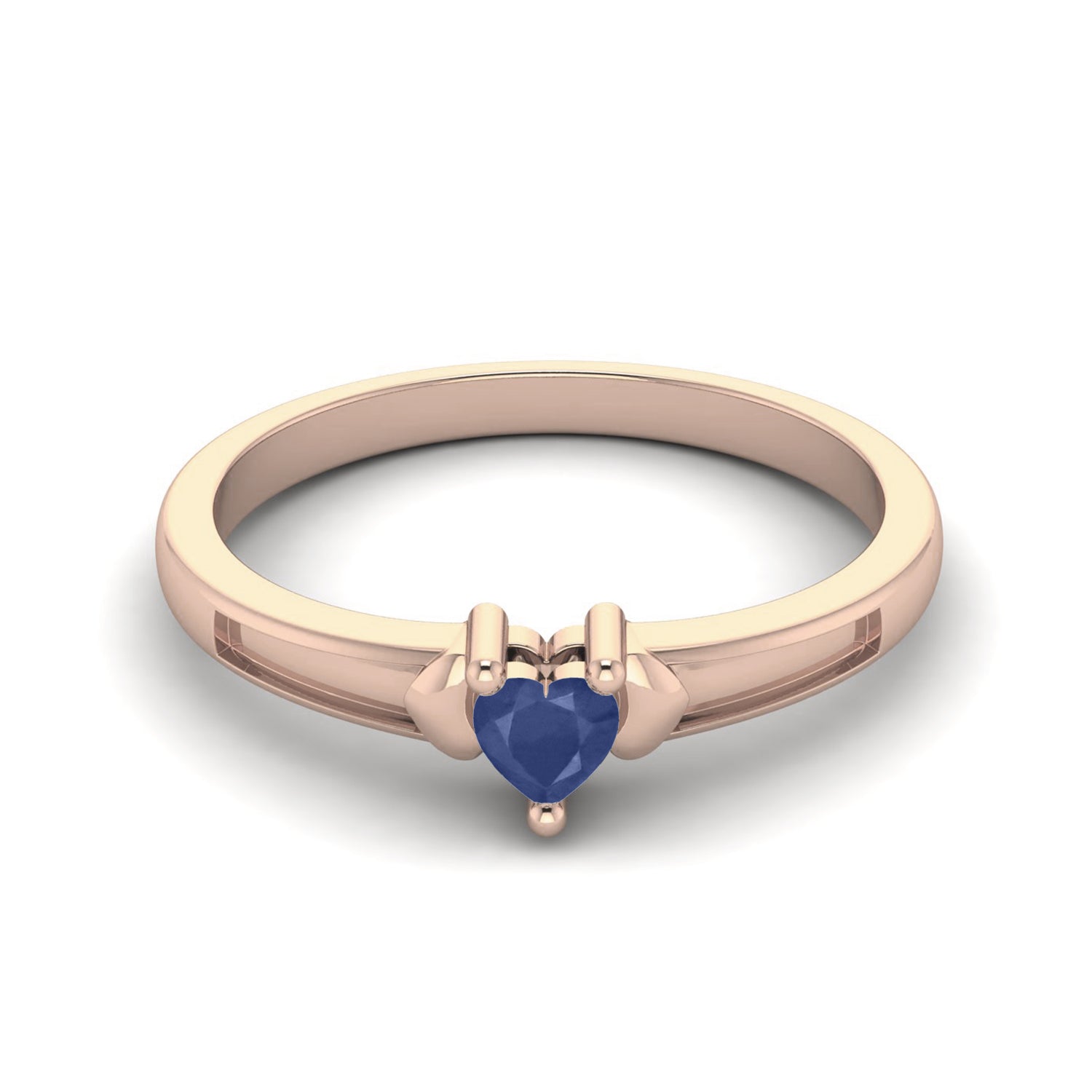 Blue Sapphire Minimalist Claddagh Inspired Ring – Sterling Silver