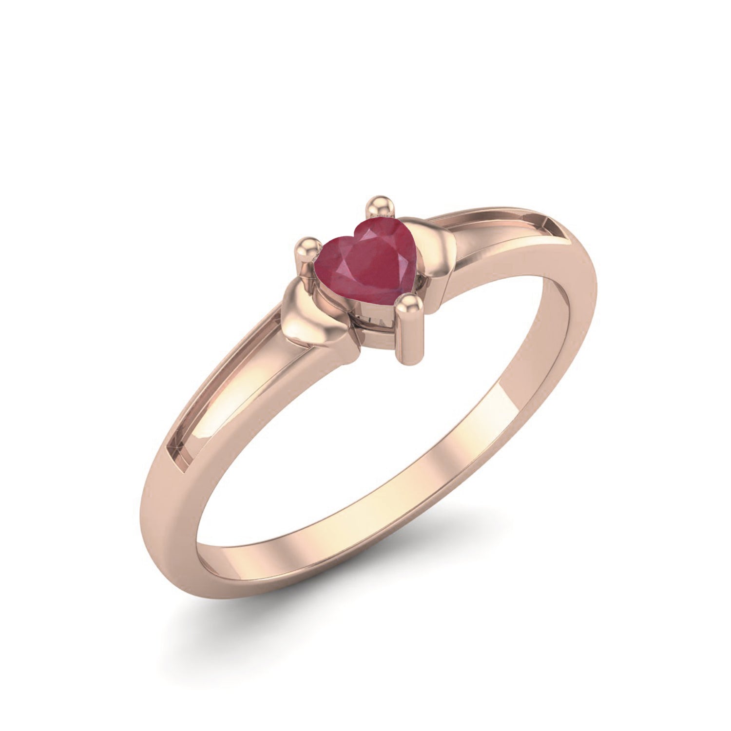 Ruby 0.10 Ct Heart Minimalist Love Ring – 14K Yellow Gold