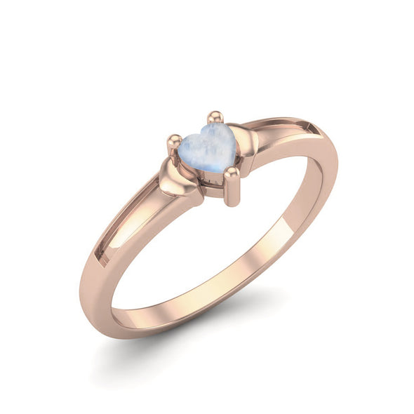 Heart Shaped Moonstone Love Promise Ring 925 Sterling Silver Solitaire Bridal Ring