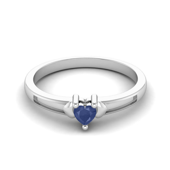 925 Sterling Silver Blue Sapphire Gemstone Best Friend Three Hearts Love Promise Ring for Women