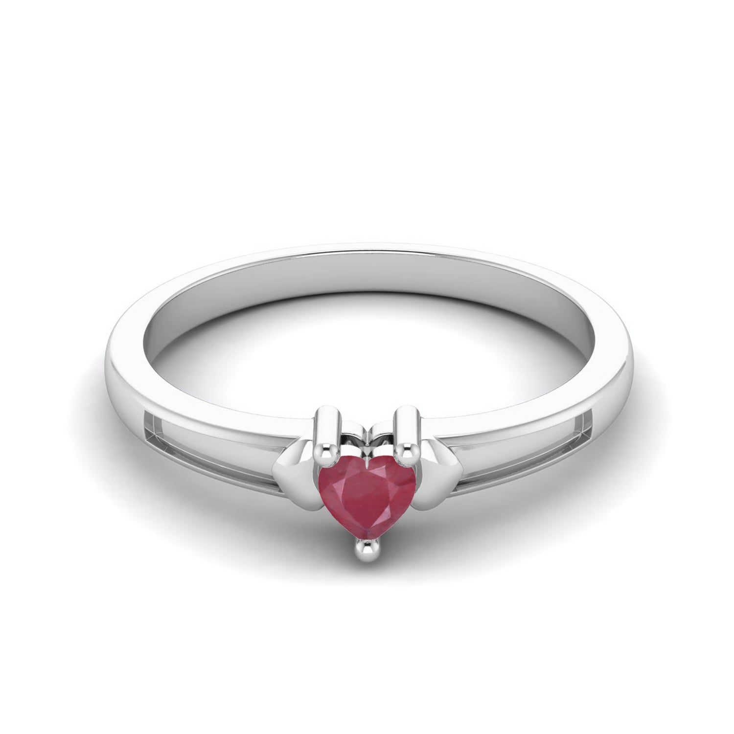 Ruby 0.10 Ct Heart Minimalist Love Ring – 14K Yellow Gold