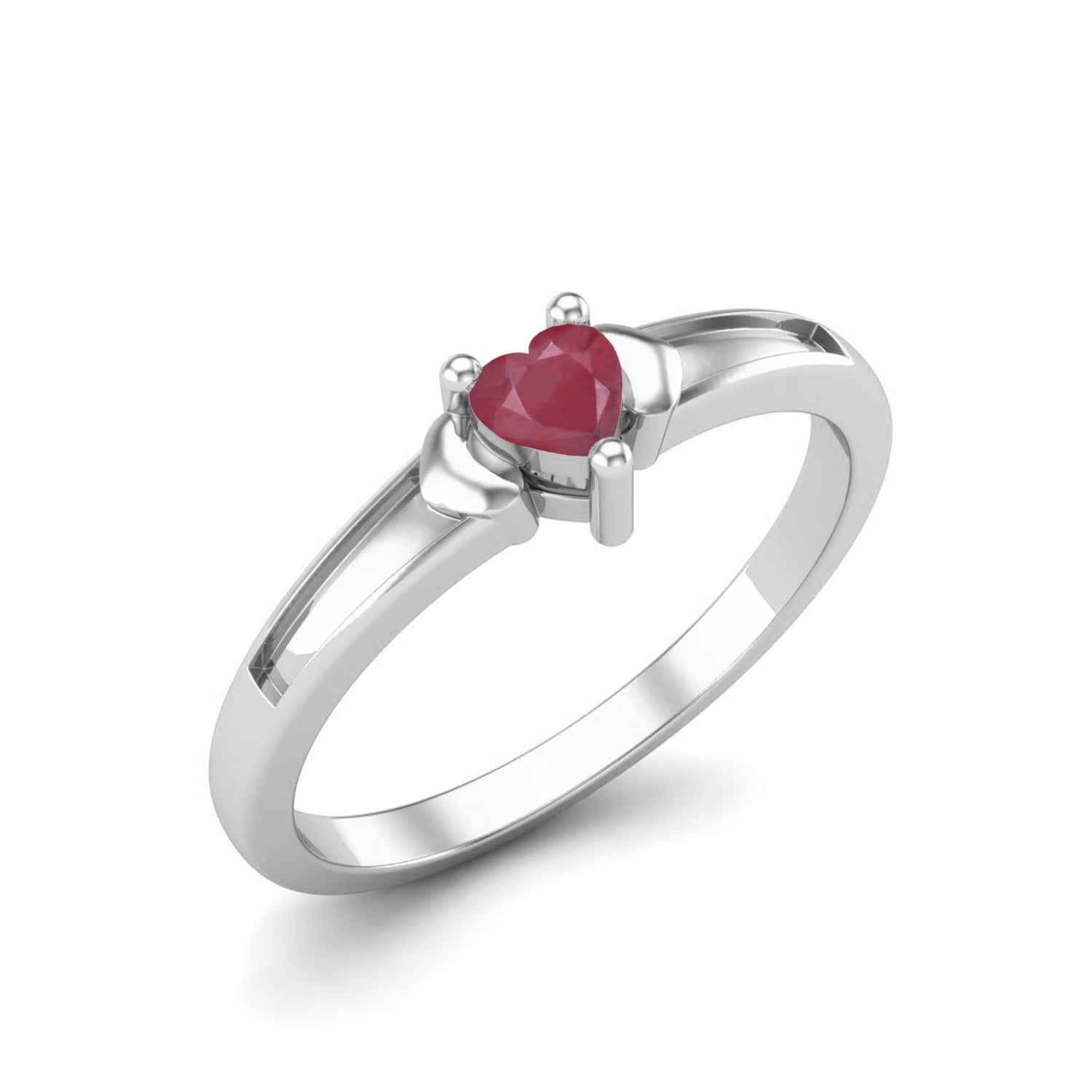 Ruby 0.10 Ct Heart Minimalist Love Ring – 14K Yellow Gold