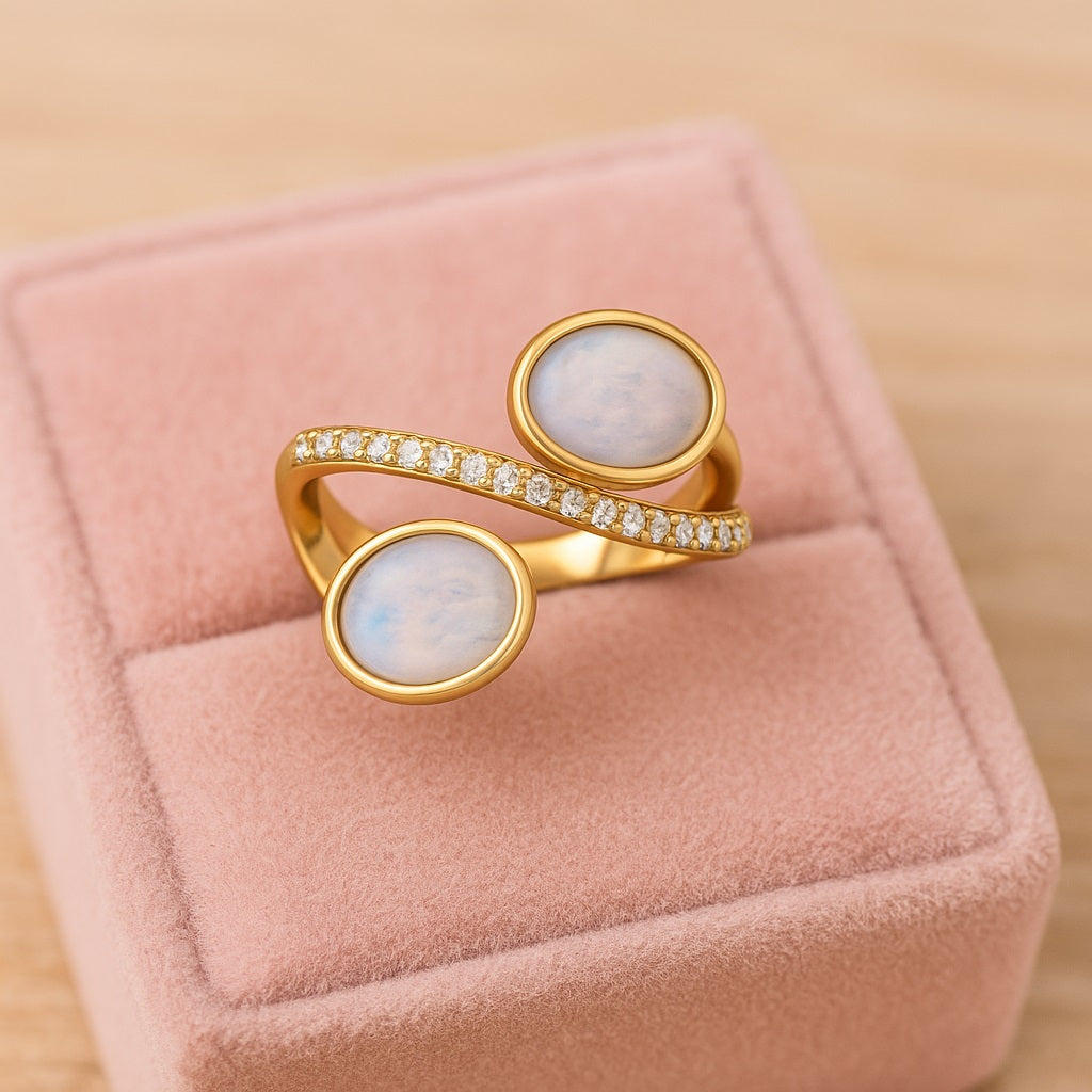 Moonstone Crossover Ring -Sterling Silver
