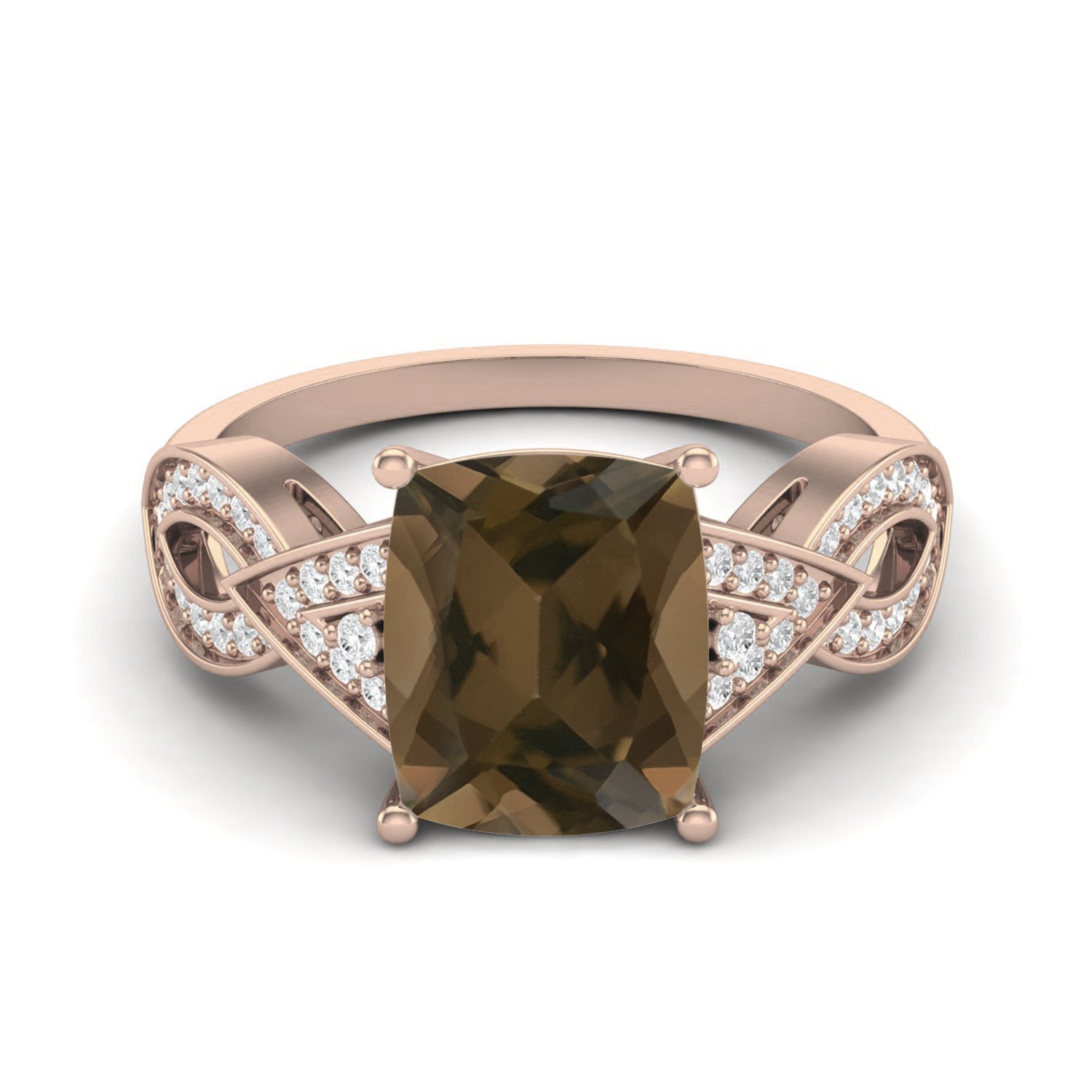 Smoky Quartz 3.00 Ct Octagon  Infinity Band Ring – 14K Yellow Gold