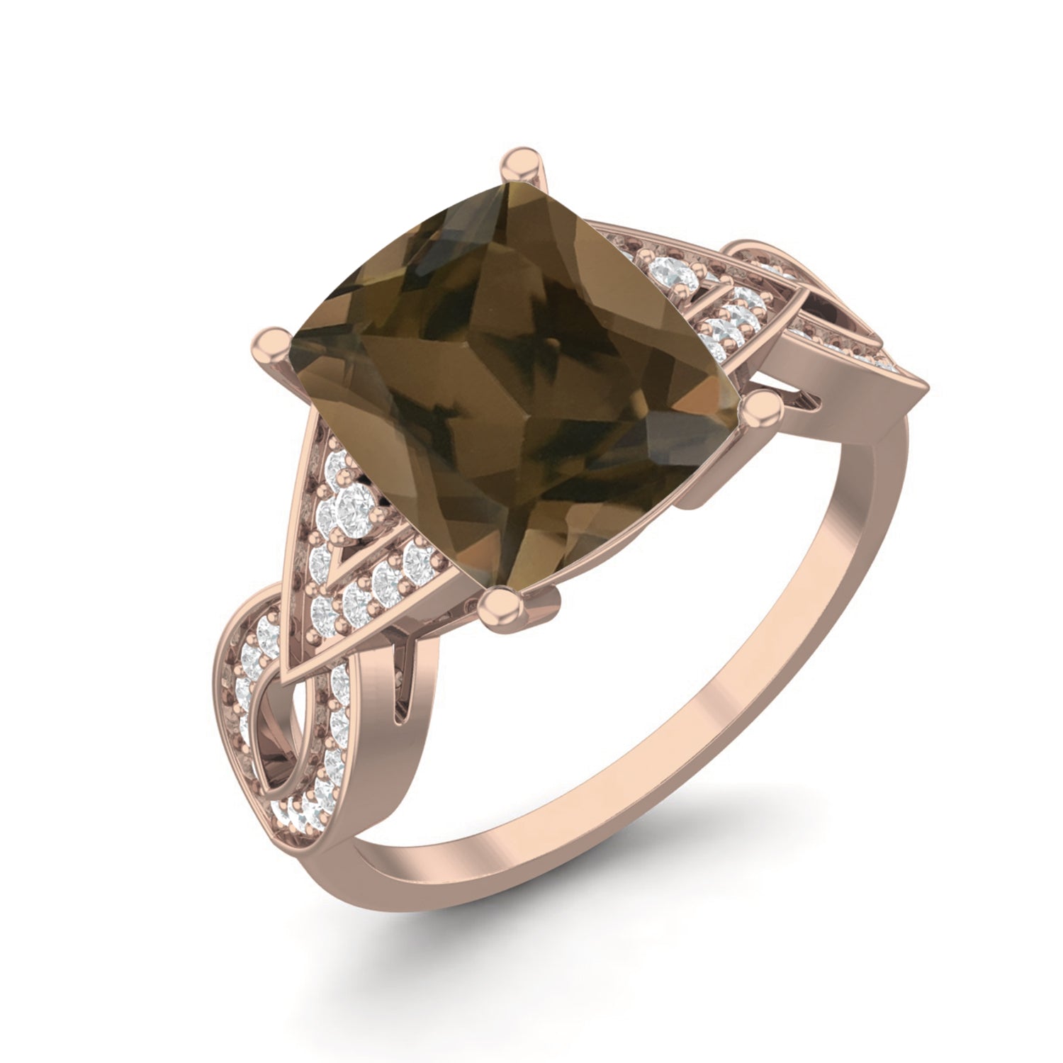 Smoky Quartz 3.00 Ct Octagon  Infinity Band Ring – 14K Yellow Gold