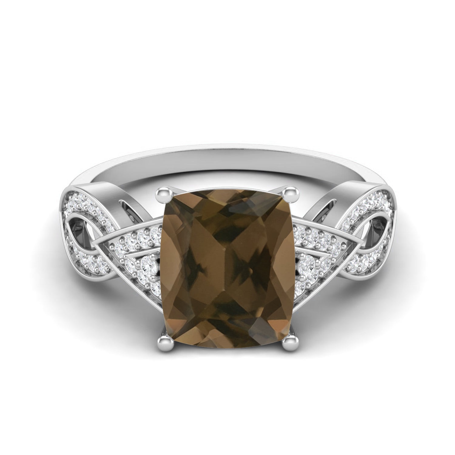 Smoky Quartz 3.00 Ct Octagon  Infinity Band Ring – 14K Yellow Gold