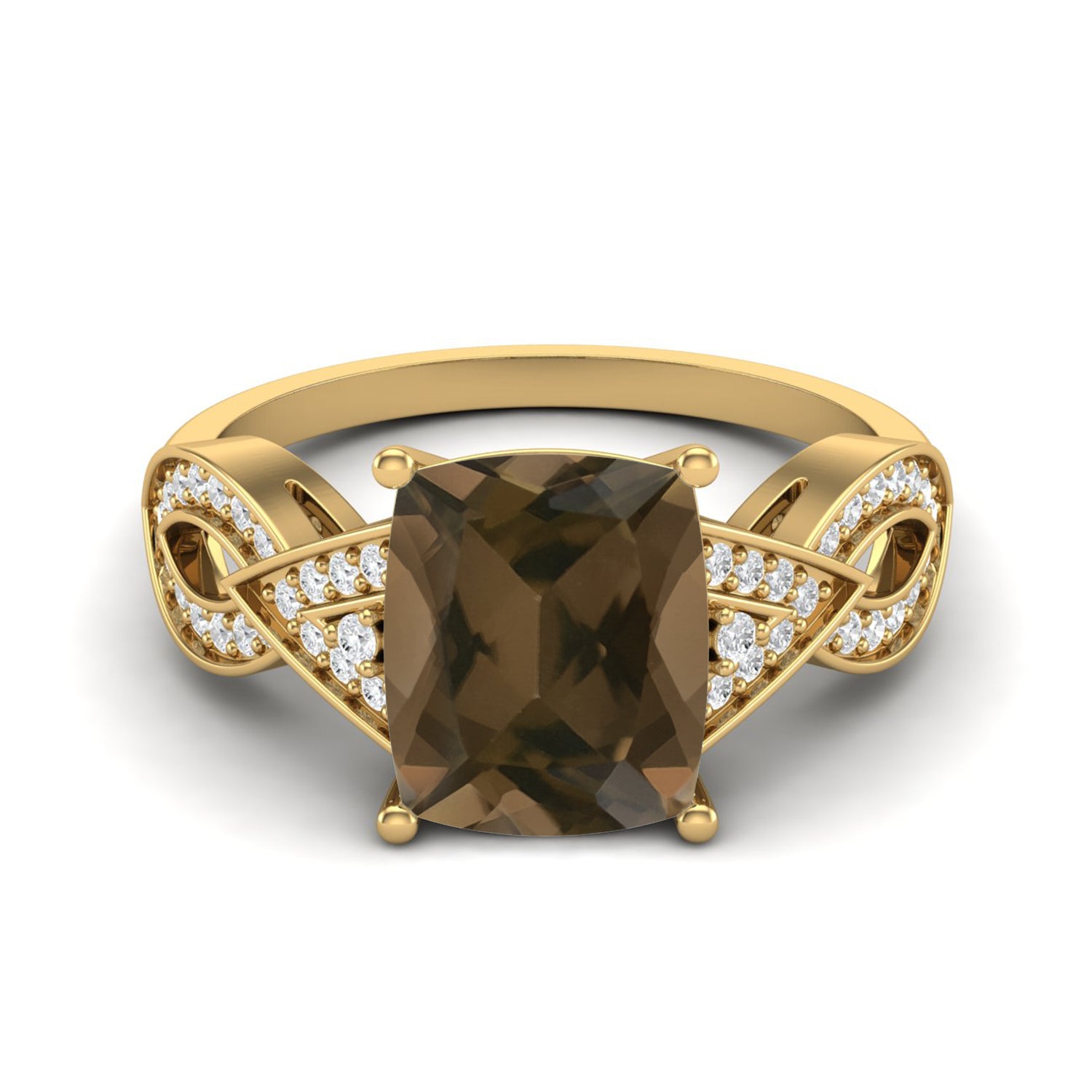 Smoky Quartz 3.00 Ct Octagon  Infinity Band Ring – 14K Yellow Gold