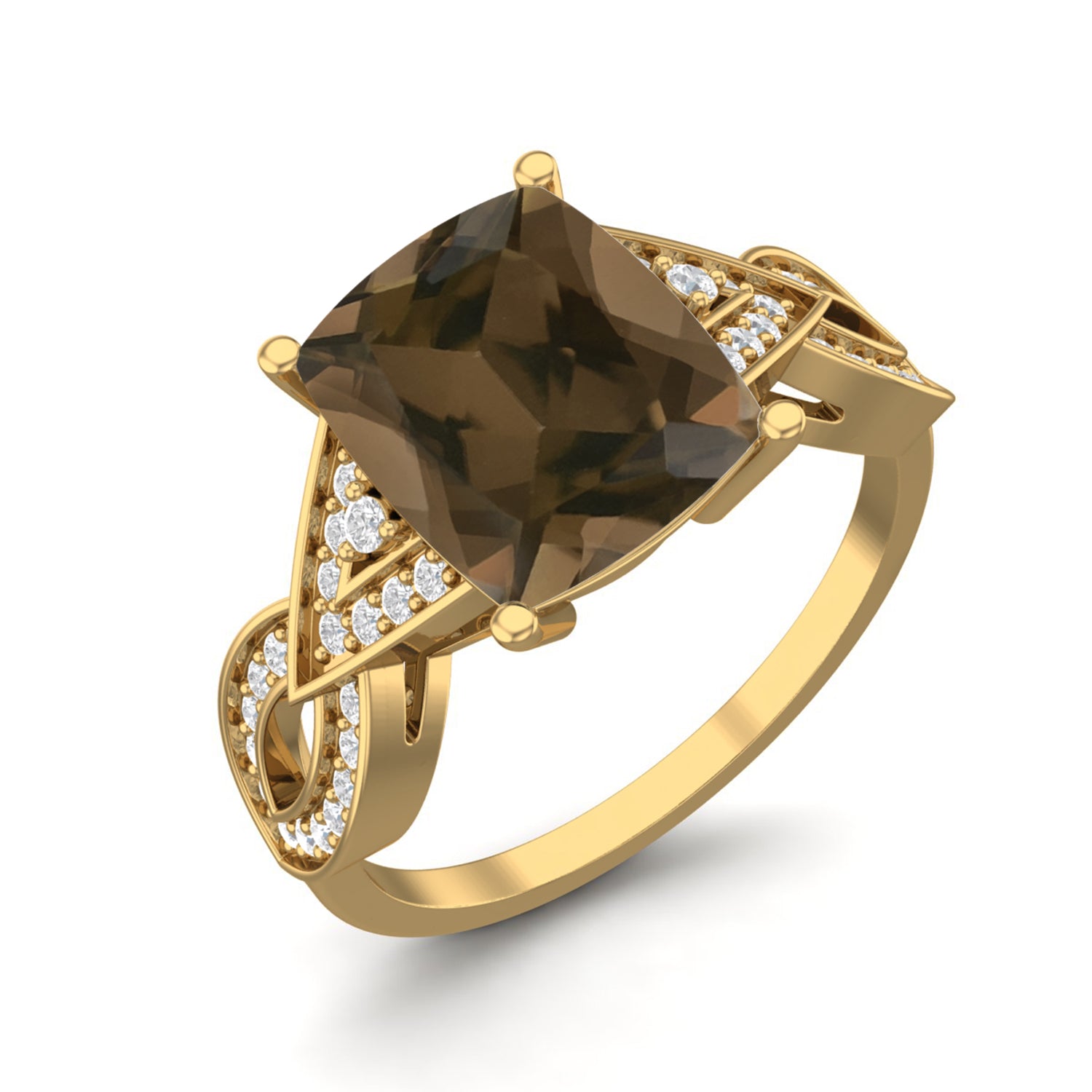 Smoky Quartz 3.00 Ct Octagon  Infinity Band Ring – 14K Yellow Gold