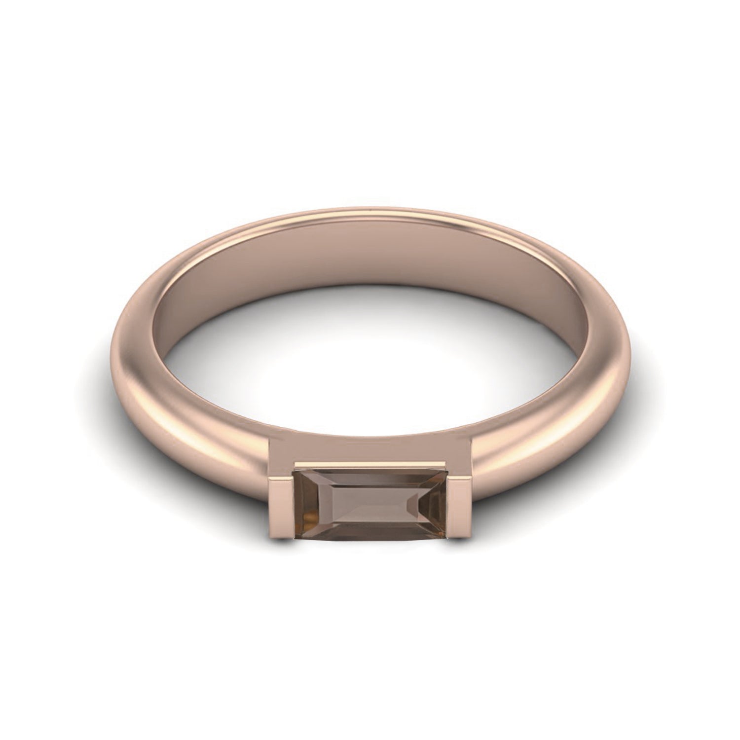 Smoky Quartz 0.30 Ct Baguette Minimalist Ring – 14K Yellow Gold