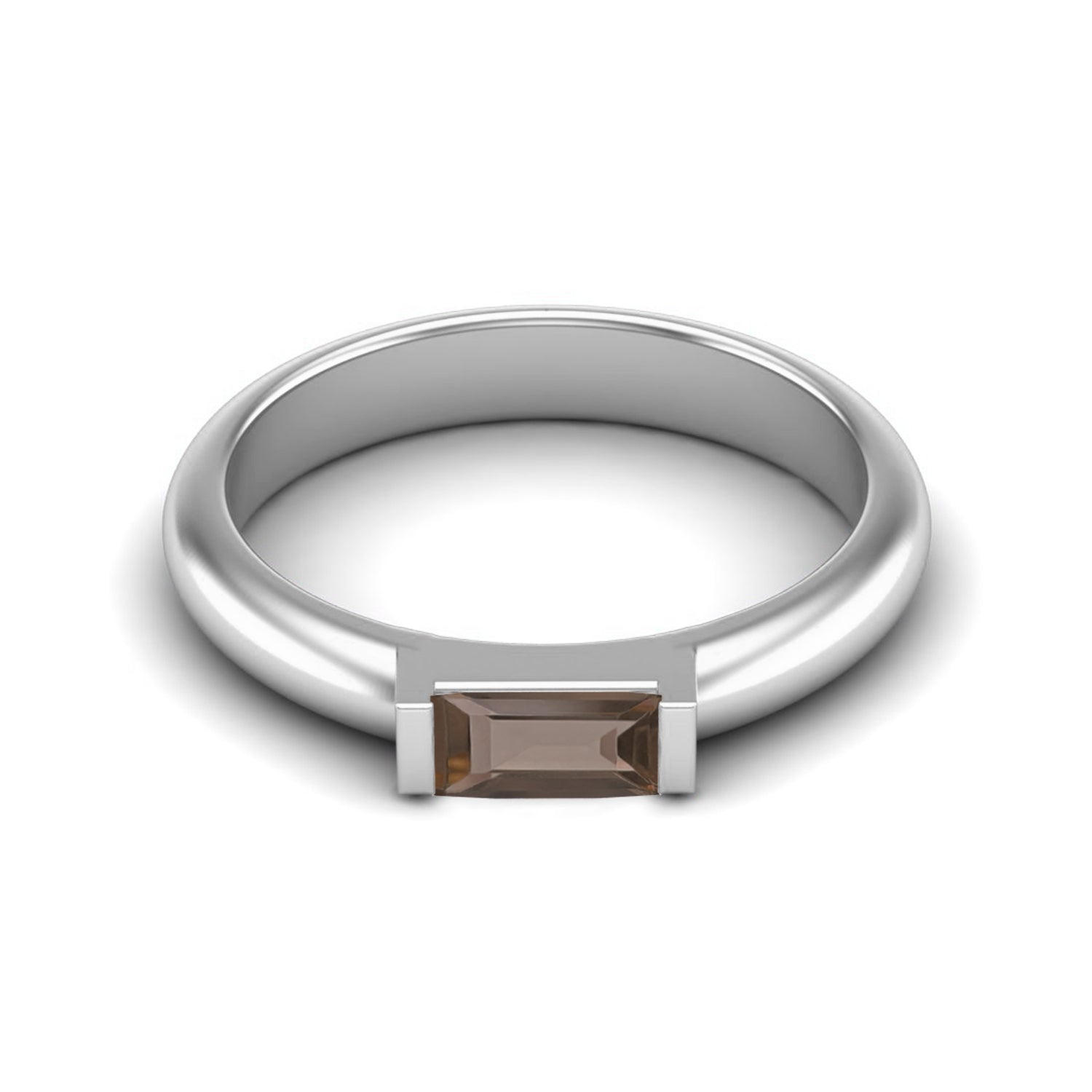 Smoky Quartz 0.30 Ct Baguette Minimalist Ring – 14K Yellow Gold