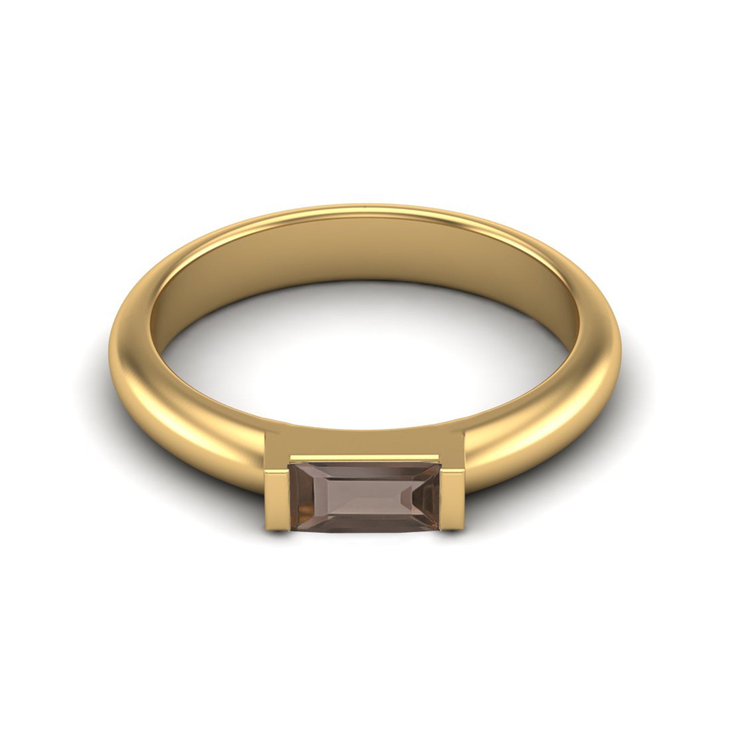 Smoky Quartz 0.30 Ct Baguette Minimalist Ring – 14K Yellow Gold
