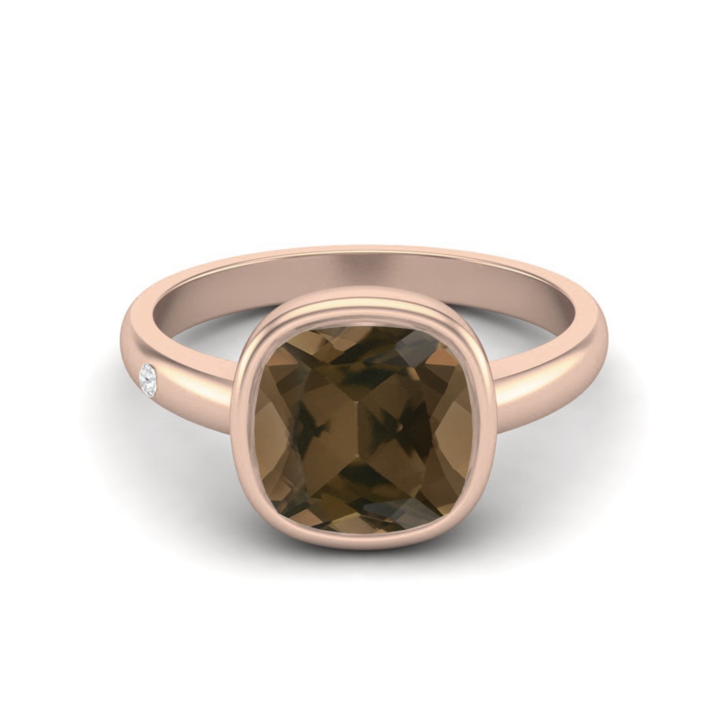 Smoky Quartz 2.90 Ct Cushion Classic Statement Ring – 14K Yellow Gold
