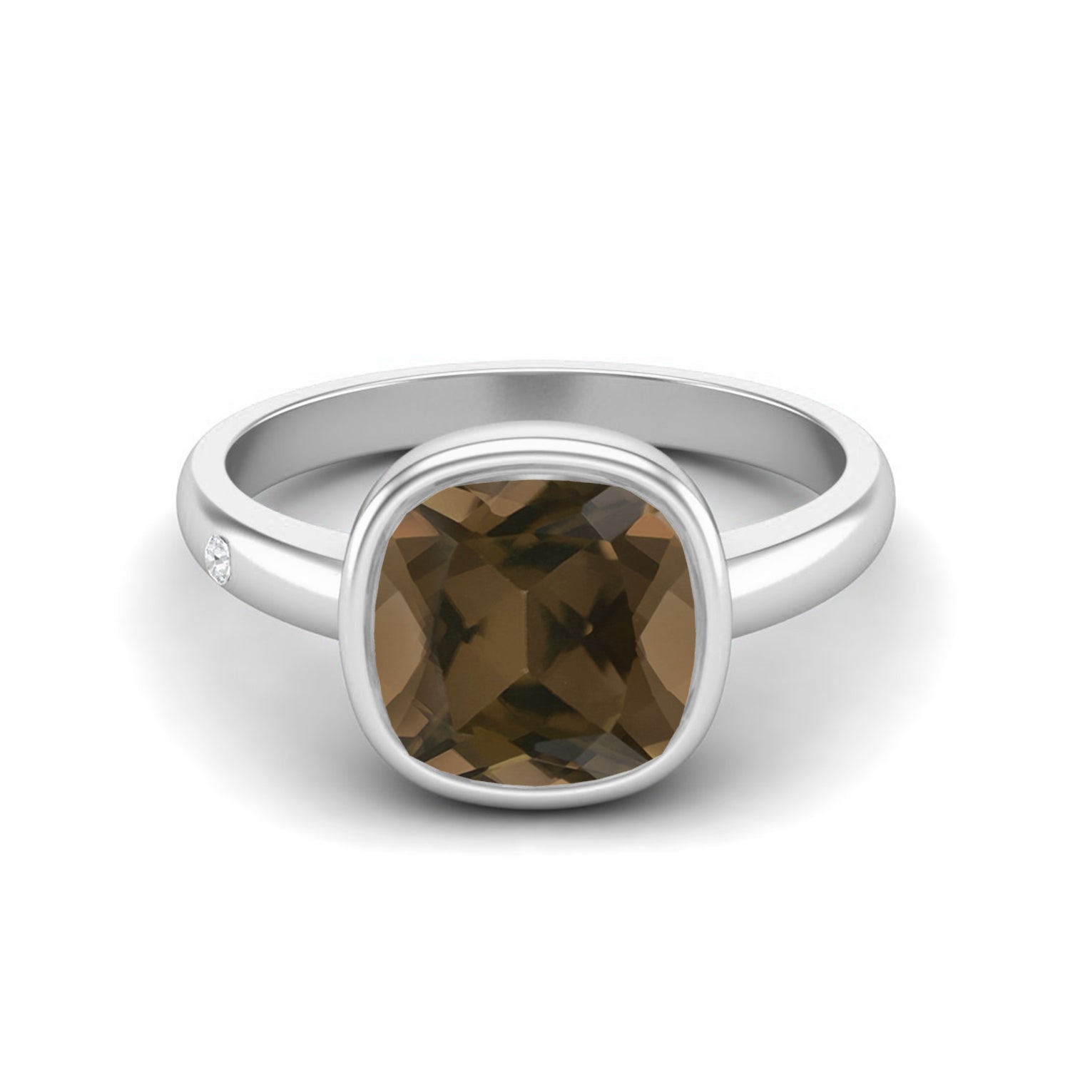 Smoky Quartz 2.90 Ct Cushion Classic Statement Ring – 14K Yellow Gold