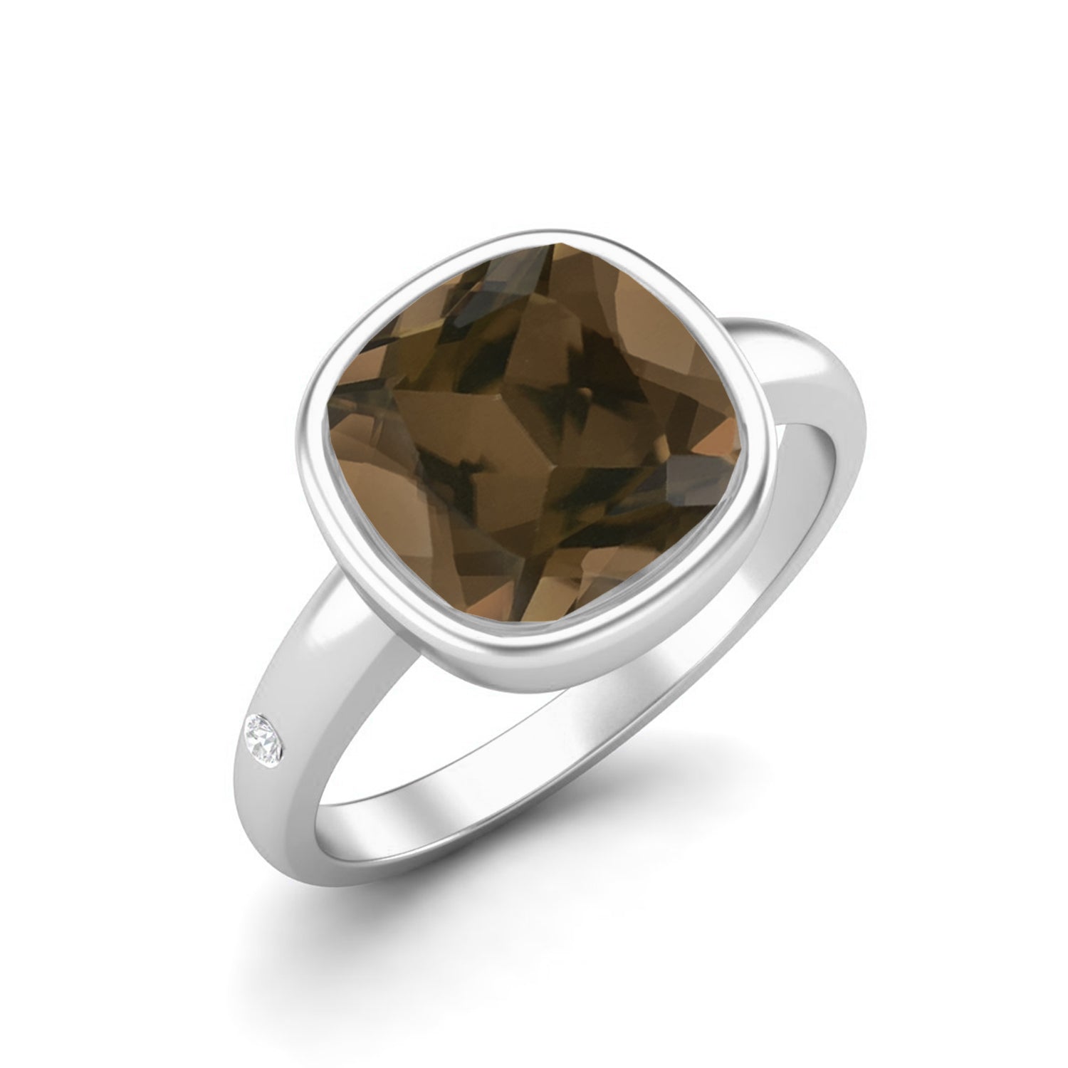 Smoky Quartz 2.90 Ct Cushion Classic Statement Ring – 14K Yellow Gold