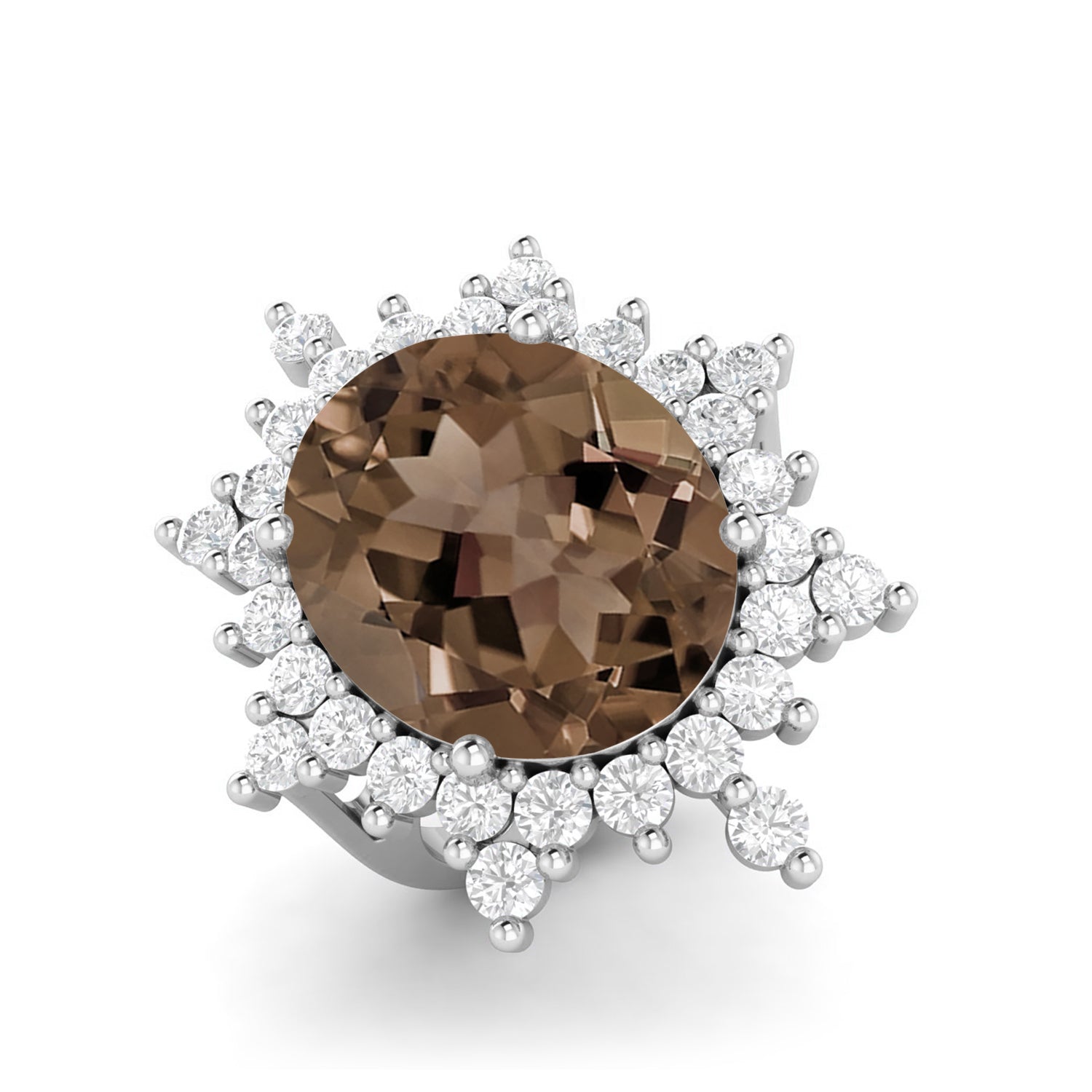 Smoky Quartz 10.50 Ct Oval Cluster Ring – 14K Yellow Gold