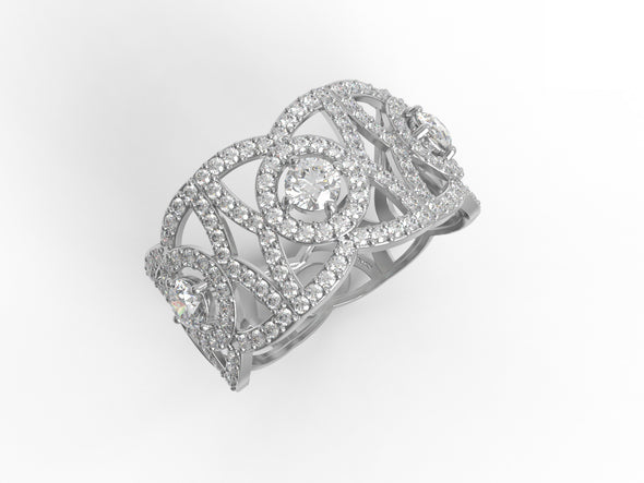 1.8 Ctw Round Shape Moissanite Diamond Unique 925 Sterling Silver Cluster Women Ring