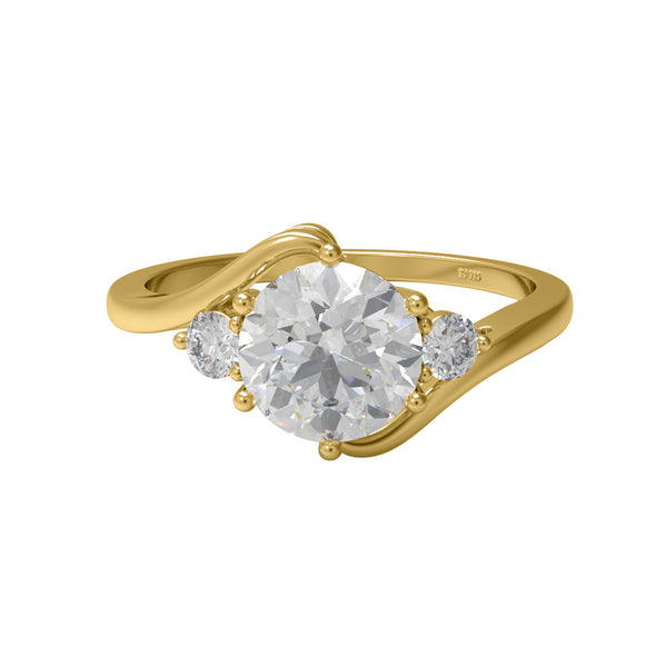 1.32 Ctw Round Shape Moissanite 925 Sterling Silver Three Stone Women Wedding Ring
