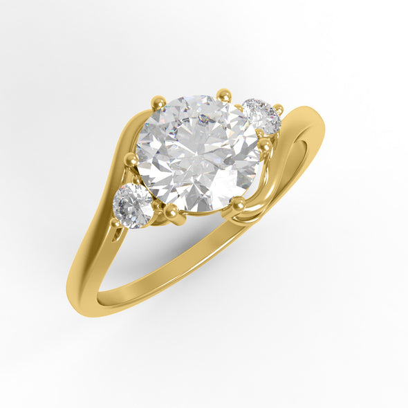 1.32 Ctw Round Shape Moissanite 925 Sterling Silver Three Stone Women Wedding Ring