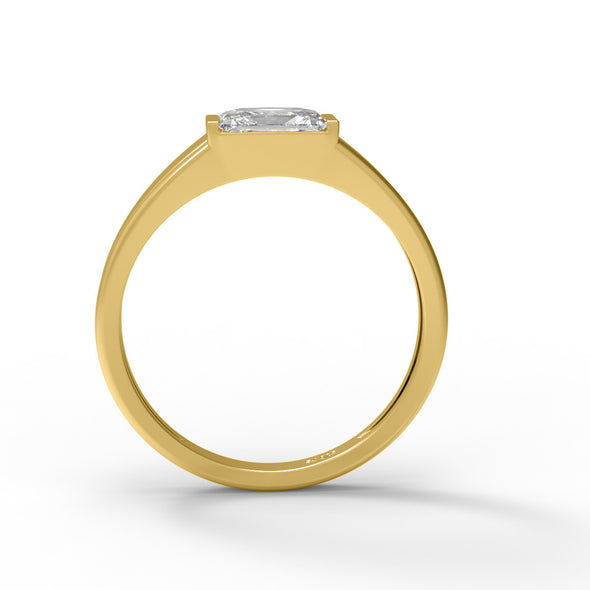 Bezel Set 0.80 Ctw Rectangle Moissanite Diamond 925 Silver Solitaire Men's Wedding Ring