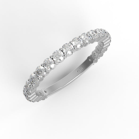 2MM Round Moissanite Diamond 925 Sterling Silver Half Eternity Ring