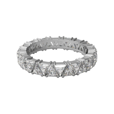 3MM Trillion Moissanite Diamond 925 Sterling Silver Eternity Ring