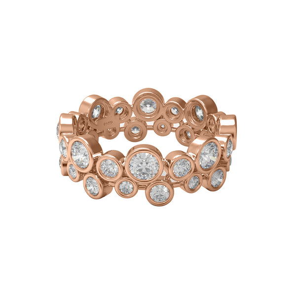 Bezel Set Ring 1.54 Ctw Round Shape Moissanite Diamond 925 Sterling Silver Bubble Design Women Engagement Ring