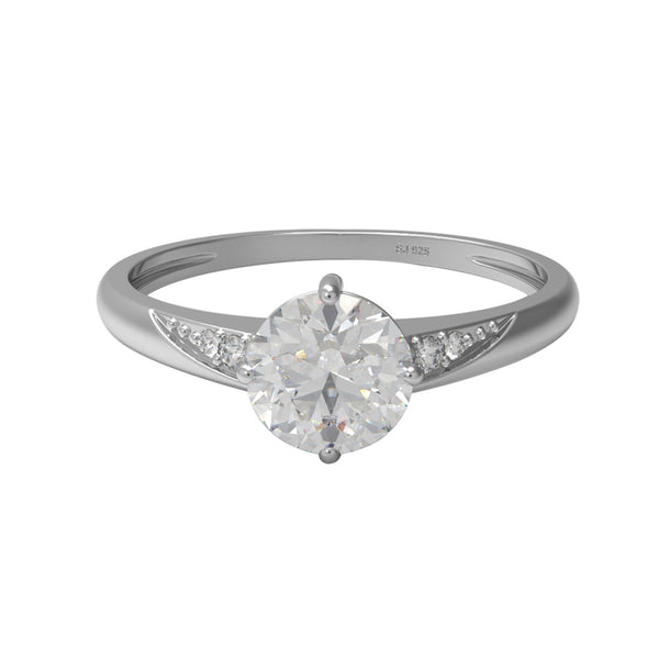 0.79 Ctw Round Moissanite Diamond 925 Sterling Silver Ring
