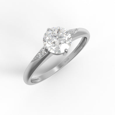 0.79 Ctw Round Shape Moissanite Diamond 925 Sterling Silver Solitaire Women Wedding Statement Ring