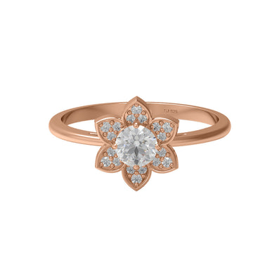 4MM Round Moissanite Diamond 925 Sterling Silver Daisy Flower Ring