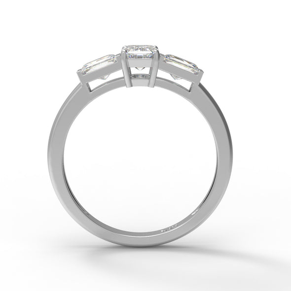 1.04 Ctw Octagon Moissanite Diamond 925 Sterling Silver Three Stone Ring