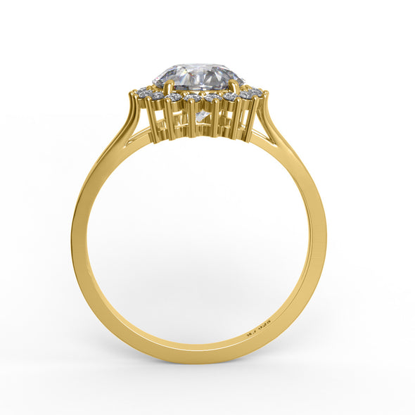 1.42 Ctw Round Shape Moissanite Diamond 925 Sterling Silver Triple Split Shank Solitaire Halo Women Wedding Ring