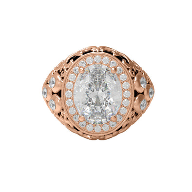 Round Shaped Moissanite Diamond Ring 925 Sterling Silver Solitaire Ring Art Deco Filigree Design Women Engagement Ring