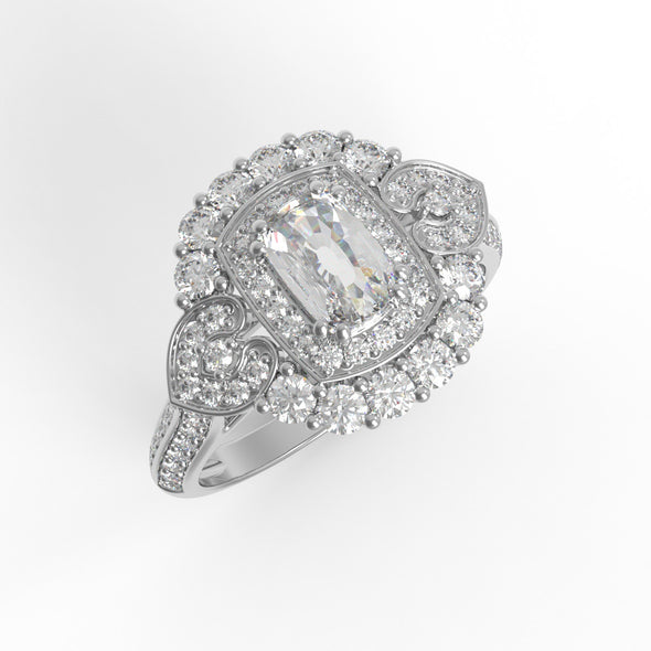 1.84 Ctw Cushion Moissanite Diamond 925 Sterling Silver Cocktail Ring