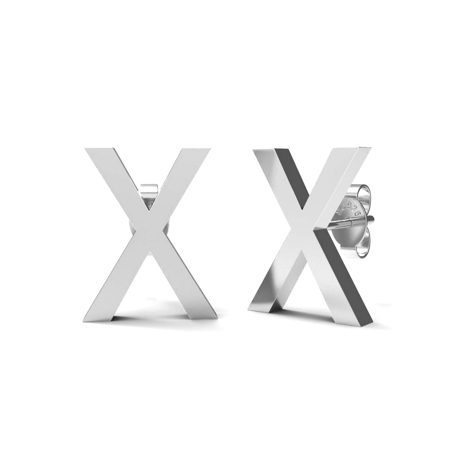 Initial "X" Monogram Stud Earring – Sterling Silver