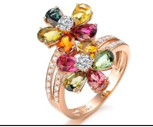 Pear Shaped Multi Tourmaline Gemstone Ring Antique Multi Tourmaline Wedding Gift Ring