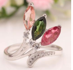 Antique Multi Tourmaline Wedding Ring Unique Bridal Promise Ring 925 Sterling Silver Ring