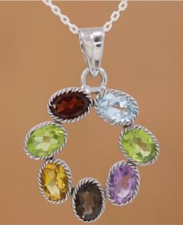 Oval Shaped Gemstone Necklace Unique Multi Tourmaline Pendant For Women 925 Sterling Silver Necklace