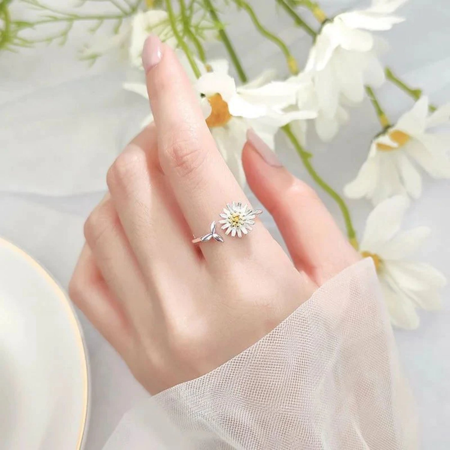 Openable Rings Sterling Silver Floral Design Openable Ring – SHINE JEWEL