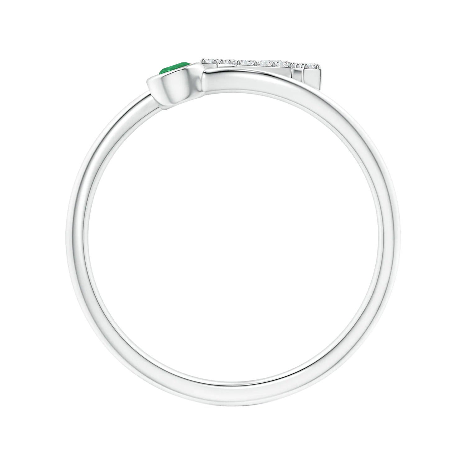Emerald Initials Alphabet Ring - Sterling Silver