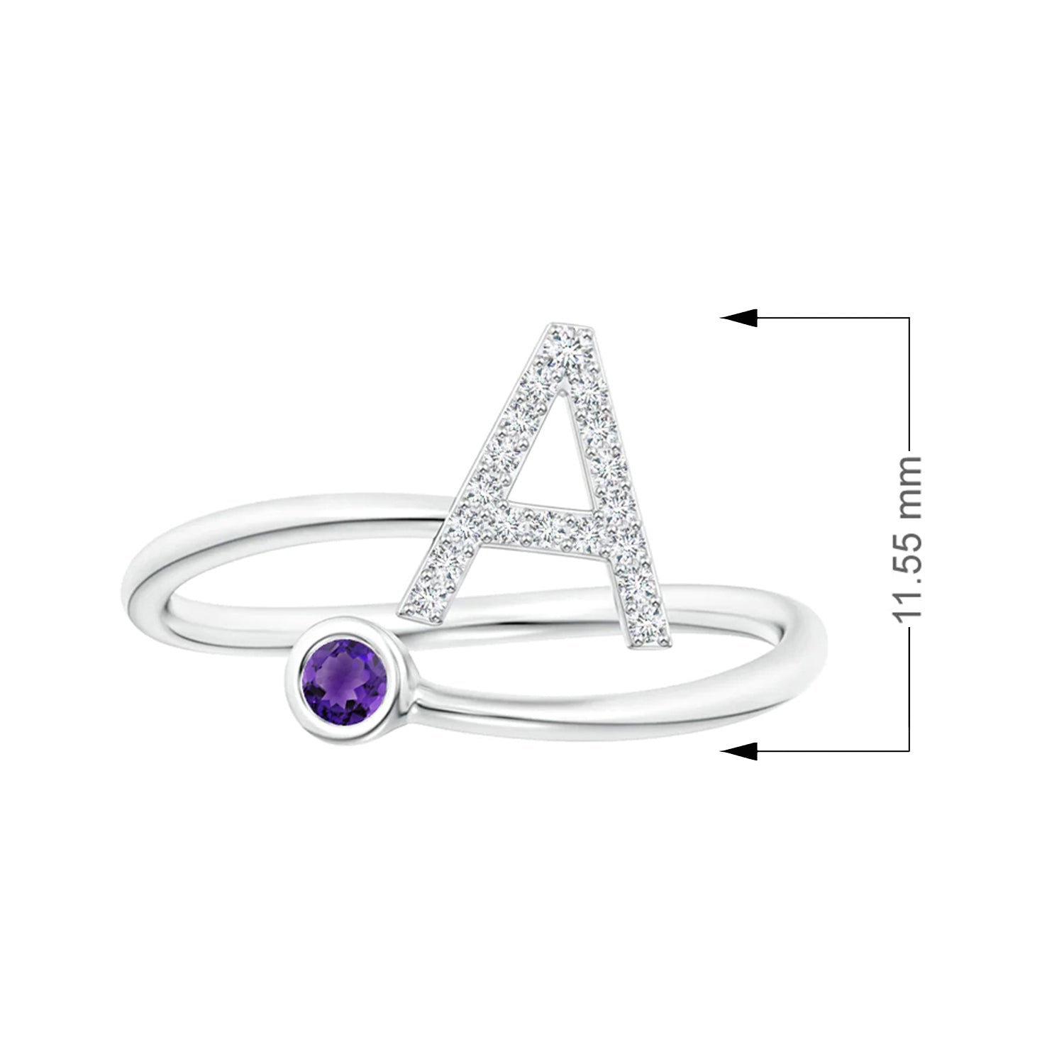 Initials Amethyst Alphabet Ring