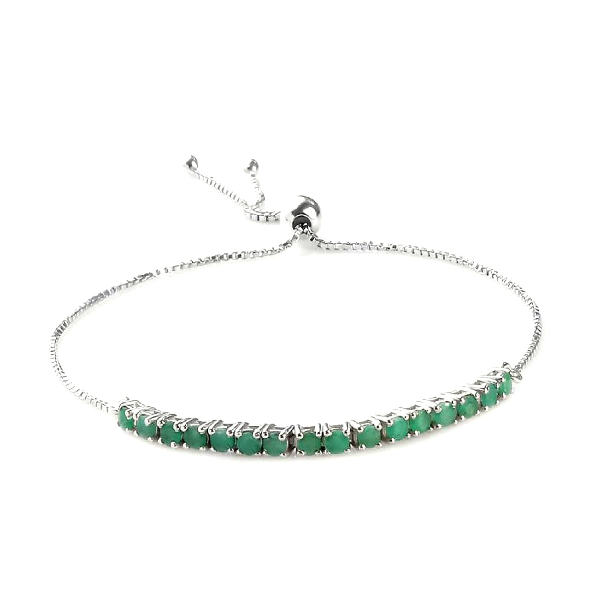 Emerald Silver Bracelet Natural Emerald stone bracelet in pure silver