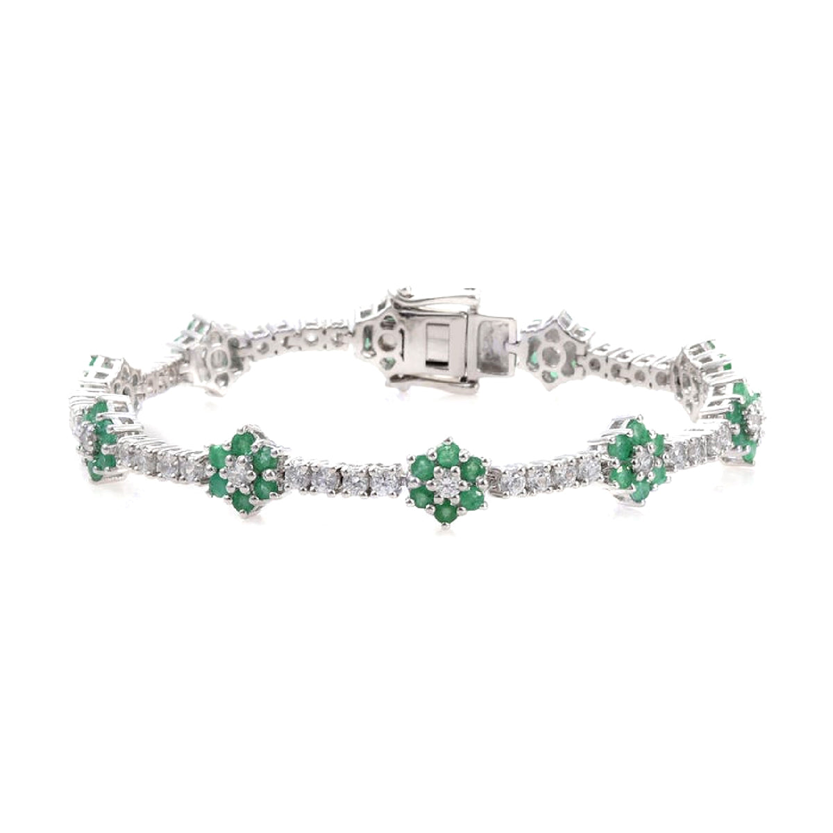 Oval Shaped Emerald and Diamond Tennis Bracelet in White Gold | New York  Jewelers Chicago