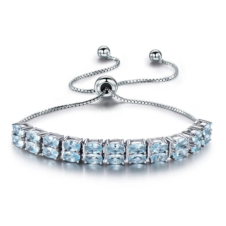 Blue Topaz Tennis Bracelet - Lola Silver Gemstone Eternity Bracelet