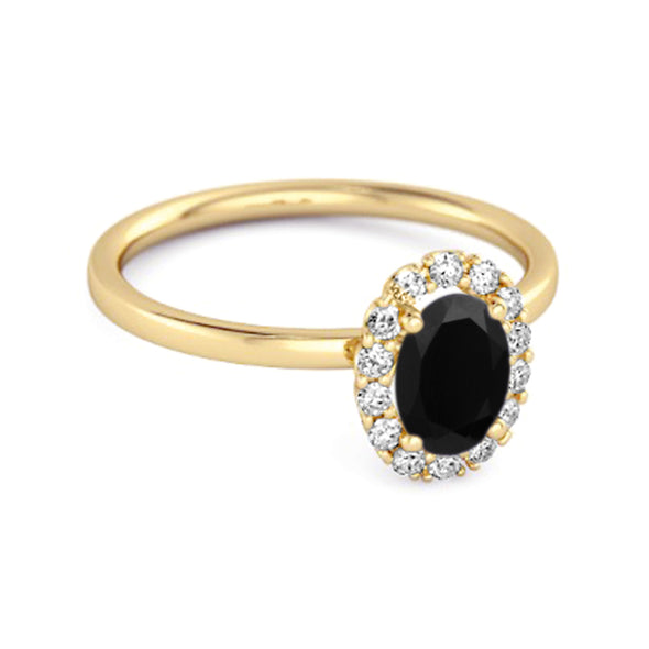 Floating Halo Ring 925 Sterling Silver 1.50 Ctw Black Spinel Ring