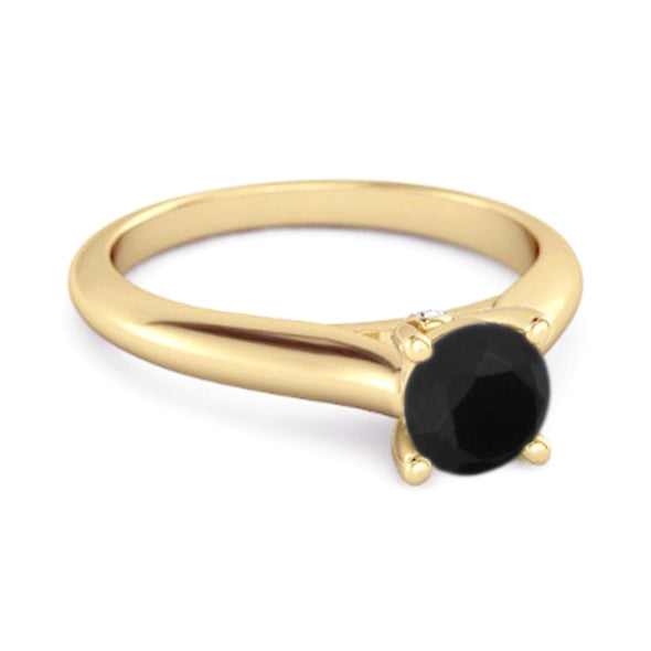 0.25 Ctw Black Spinel Solitaire 925 Silver Delaney Ring