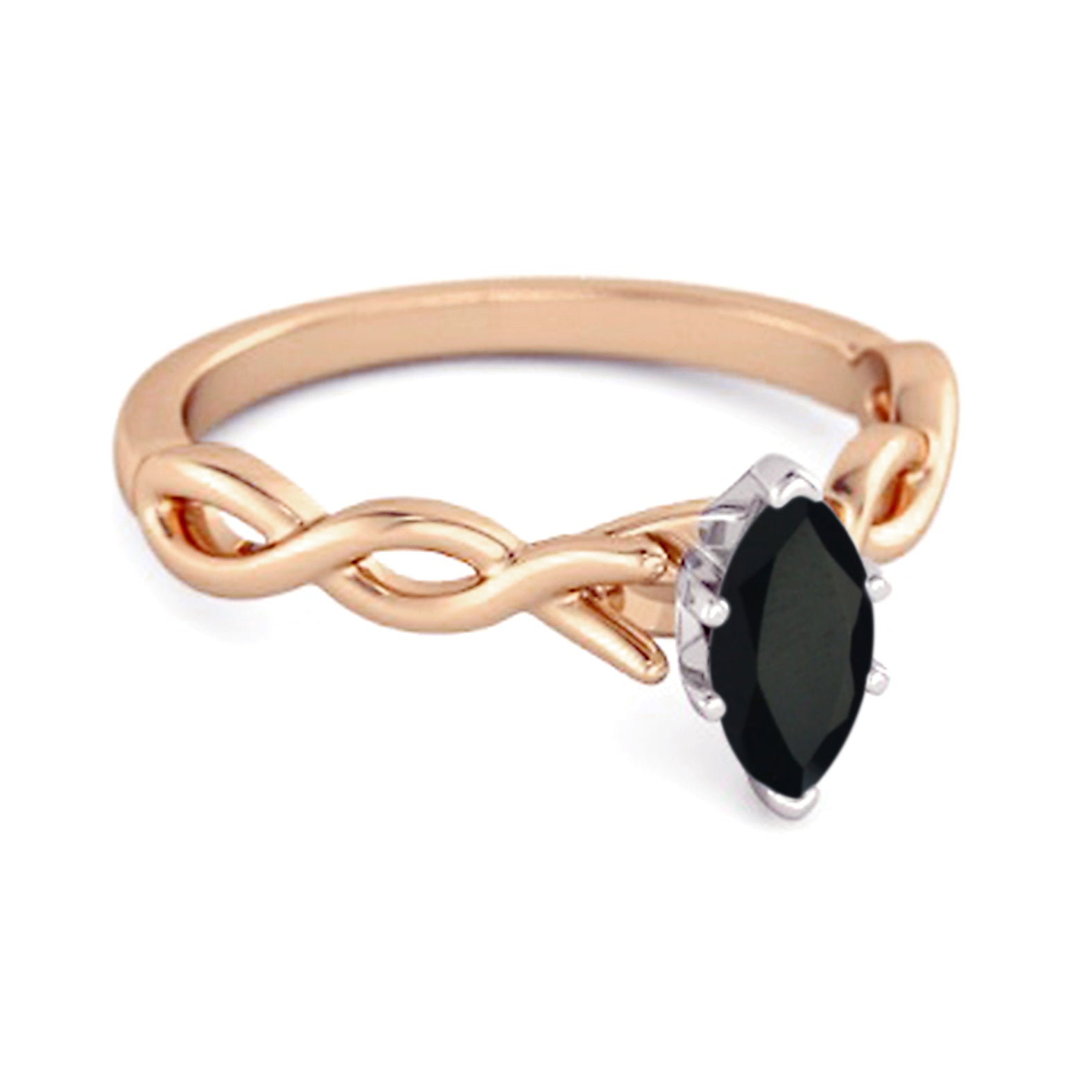 Black Spinel Marquise Ring – Sterling Silver